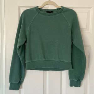 EUC Forever 21 Blue-Green Cropped Crewneck Sweatshirt Size Small